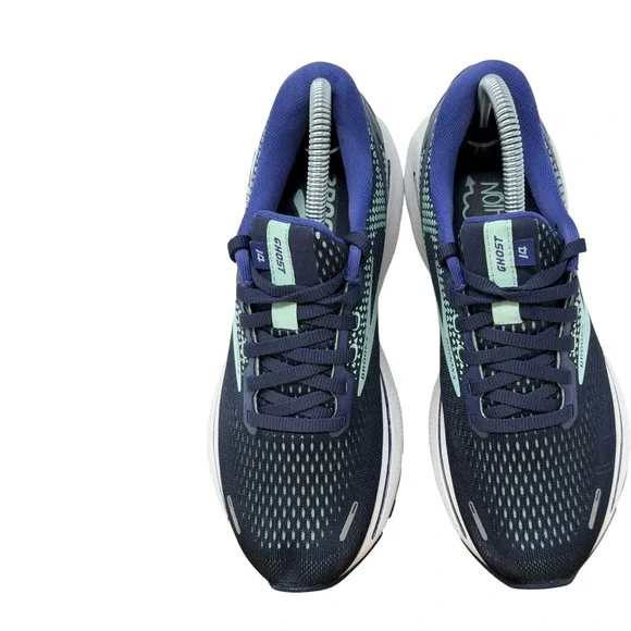 Brooks Ghost 14 Running Shoes Womens 6.5 Navy Blue Aqua Sneakers 1203561B410 - Picture 10 of 11